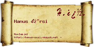 Hanus Örsi névjegykártya